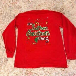 "It's A Southern Christmas Thing" Women's Medium (M) Red Long Sleeve Shirt